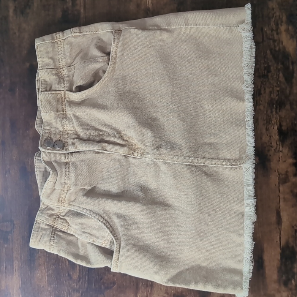 Free People Khaki Denim Mini Skirt Sz 10